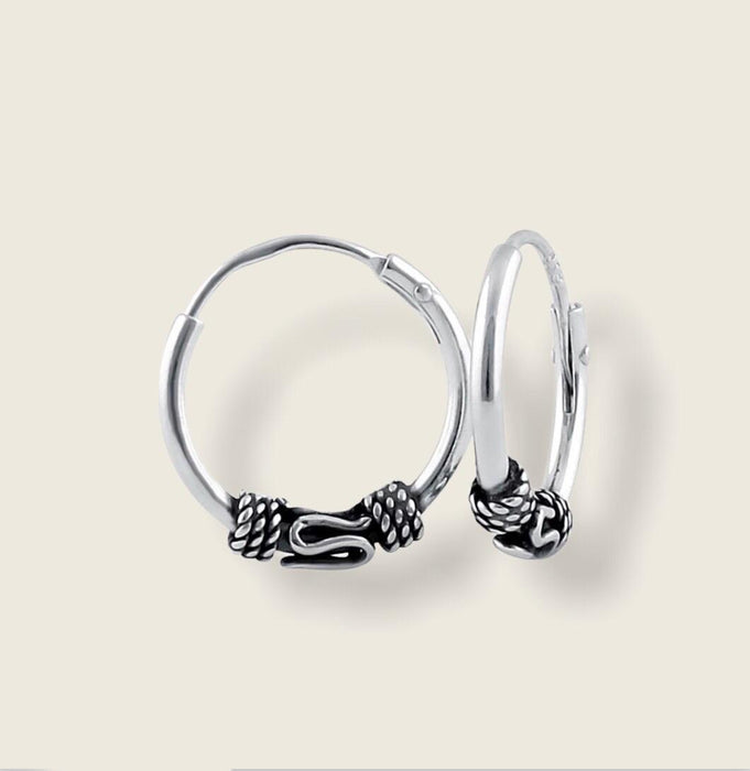 (AP-29) .925 Silver Bali Hoop Earrings (girls)