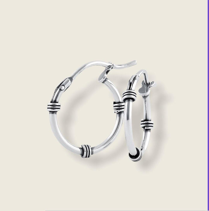 (AP-41) .925 Silver Bali Hoop Earrings (girls)