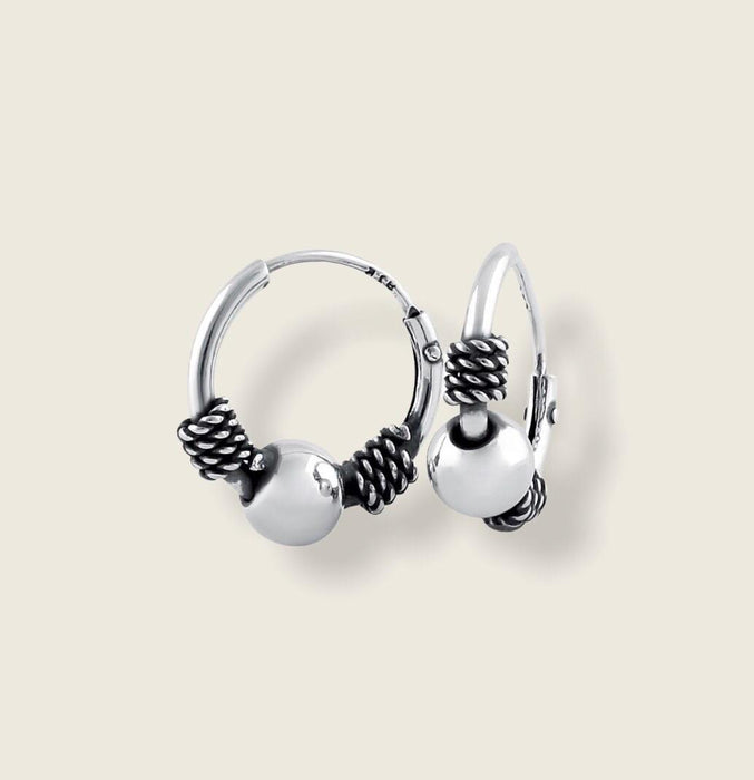 (AP-32) .925 Silver Bali Hoop Earrings (girls)