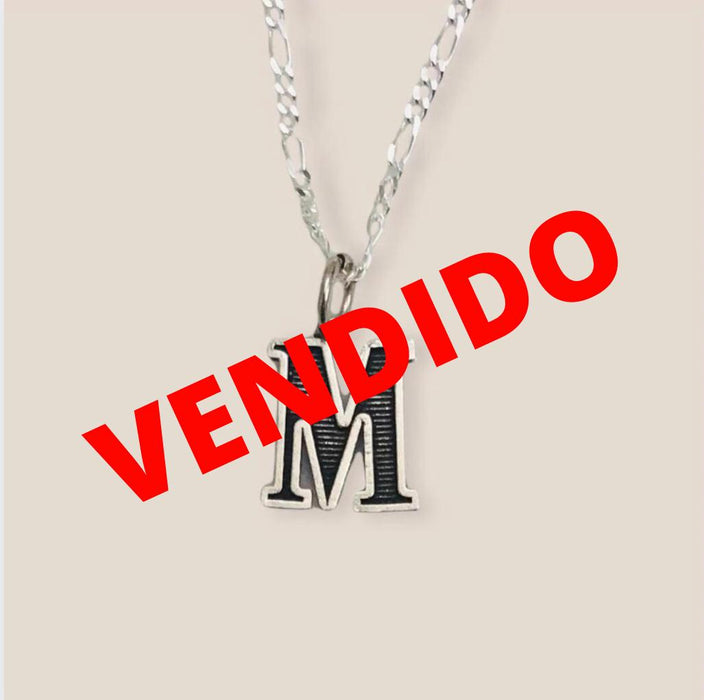 (CCP-57) .925 Silver Chain 24”-2mm Approx. With Pendant with the Letter M.