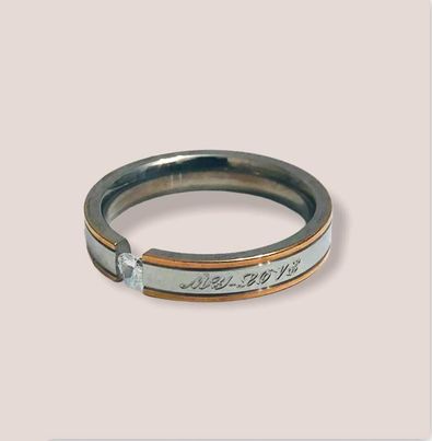 (UA-15)Stainless Steel Ring with the word MY LOVE, for her #8, measures 4 mm approx.