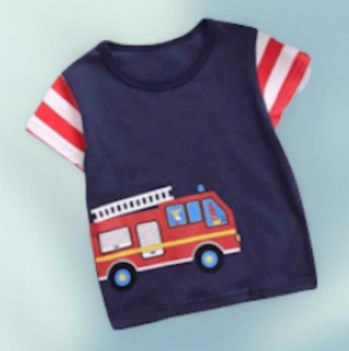 (RNN-100) Navy blue T-shirt with print for 4/5 years