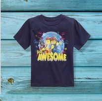 (RNN-42) T-shirt for a 4-year-old boy in blue with a print