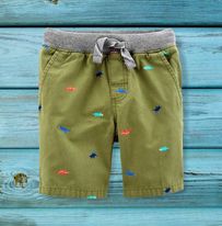 (RNN-46) Green boy shorts for 6 years with baby dinosaur print