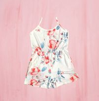 (RNN-73) Dress - shorts for girls 3 - 4 in white with flower print