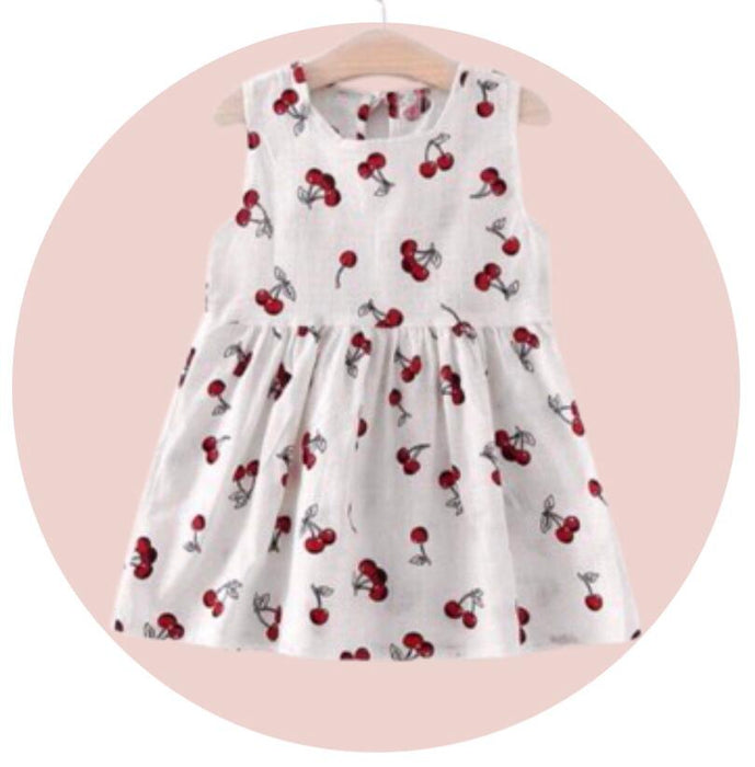 (RNN-115) Girl's dress in white with cherries, for 2/3 years