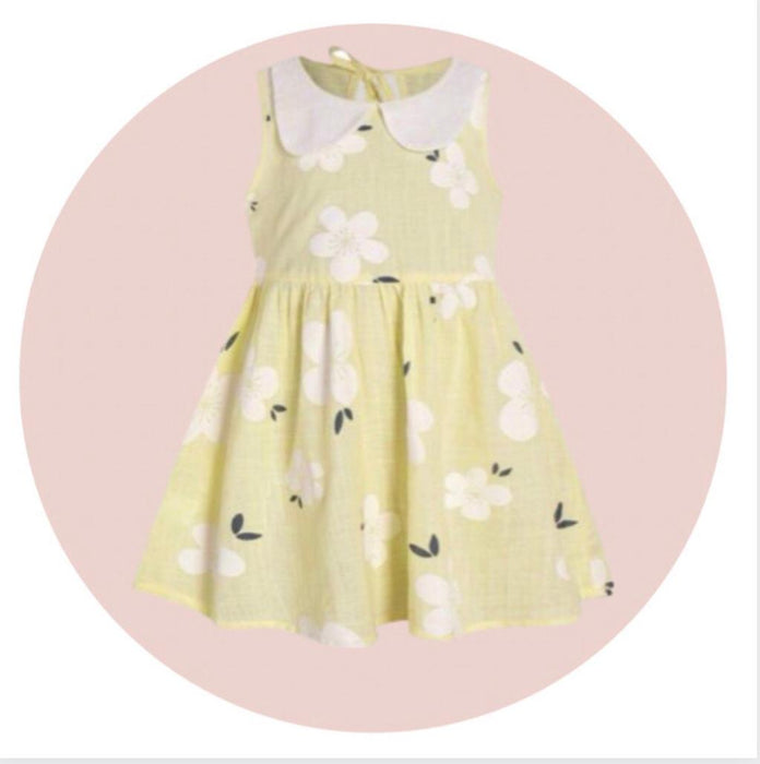 (RNN-114) Girl's dress in yellow with flowers, for 3/4 years