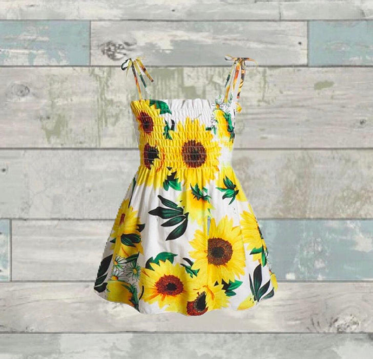 (RNN-113) Baby Girl's Strap Dress, for 18/24 Months, with Sunflower Print
