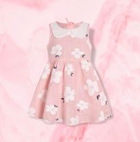 (RNN-69) Dress for girls 3 - 4 years in pink with white flower print
