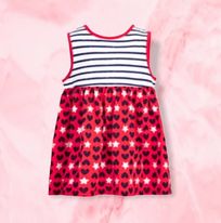 (RNN-50) Dress for 4 year old girl with blue striped stars and hearts print
