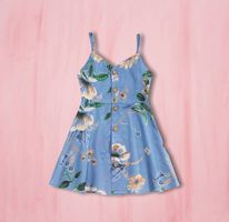 (RNN-75) Girl's dress for 3 - 4 years in blue with flower print