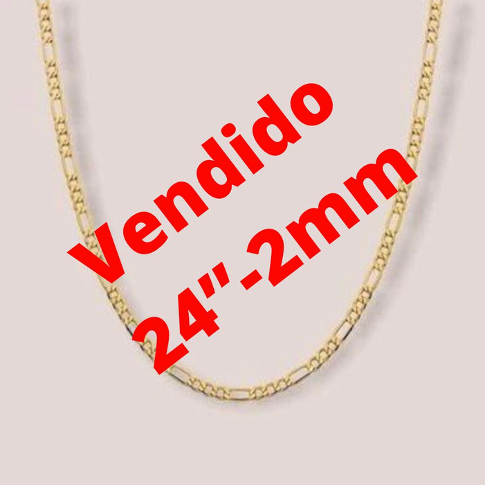 (CO-08) 14K Cadena oro amarillo 24”- 2 mm aprox.